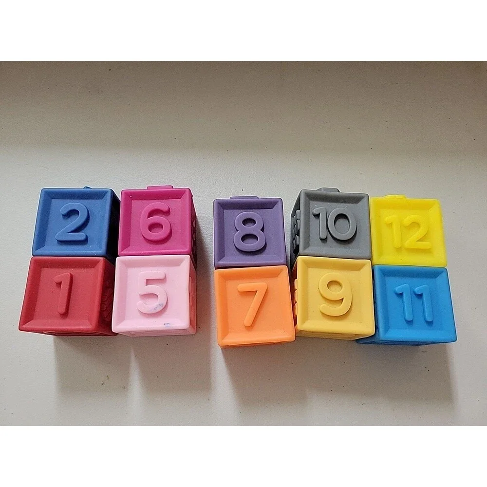10 Replacement rubber Silicone Soft Stacking Blocks Incomplete Set toddler